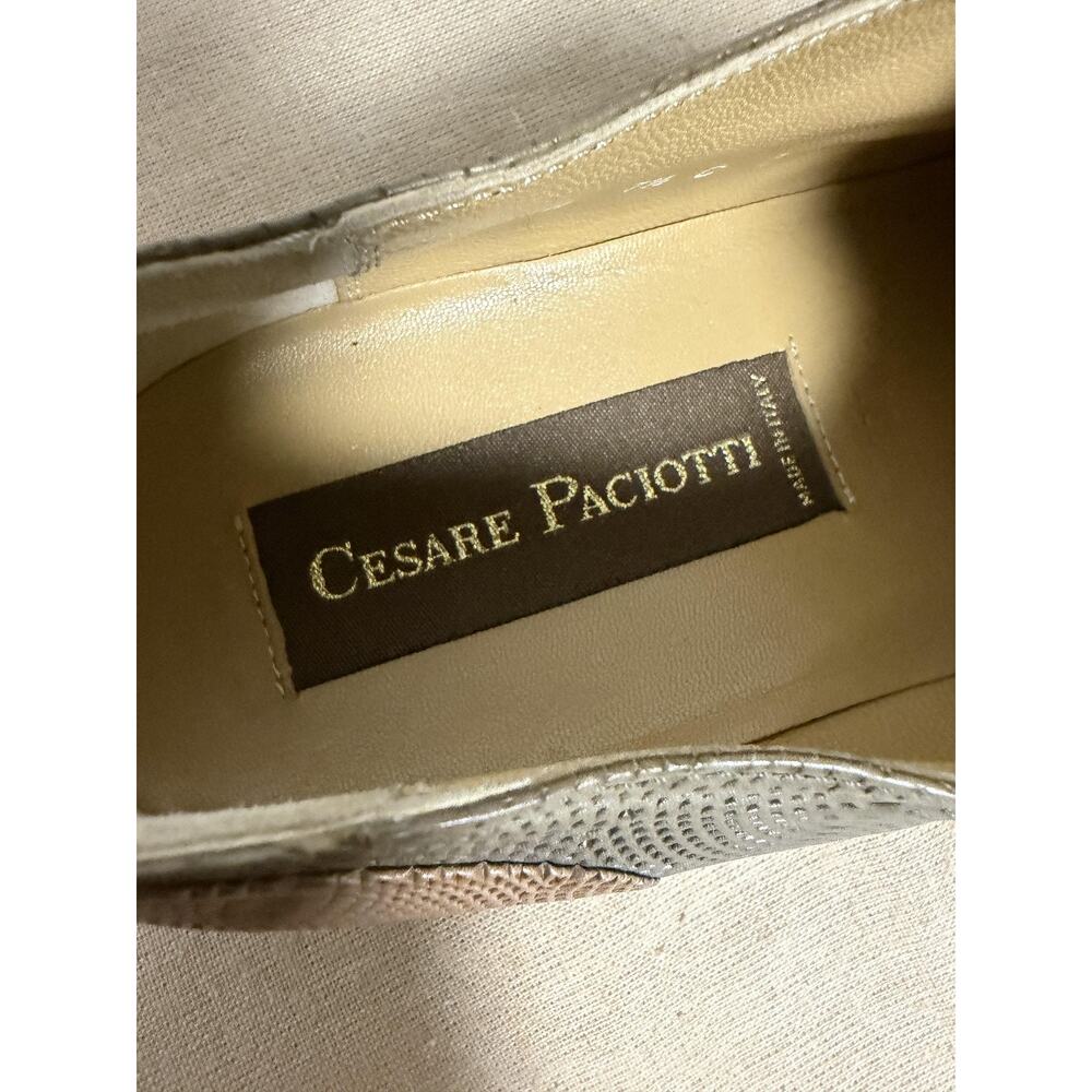 Cesare Paciotti Dress Shoes Mens Size 7.5 Gray Embossed Leather Slip On Italy - Picture 4 of 13
